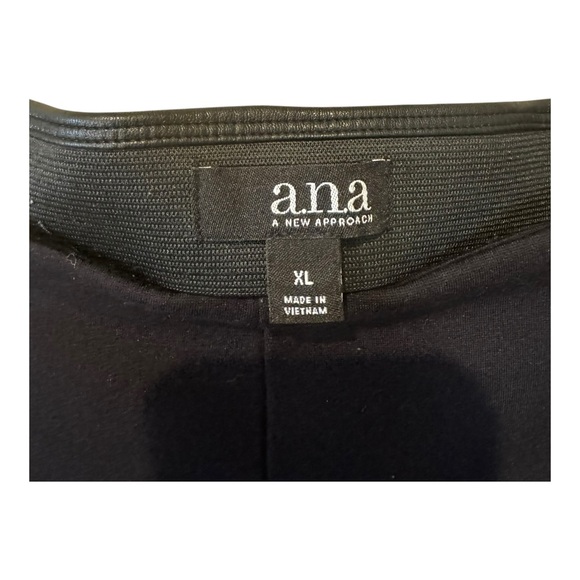 Ana Women’s Black and White Fabric and Faux Leather Leggings XL edgy - Picture 3 of 7